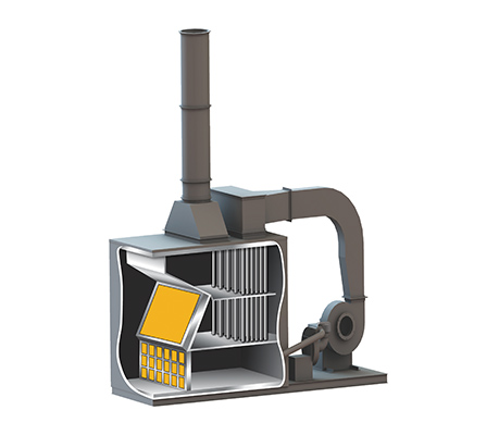 Catalytic Oxidizer process flow diagram with heat exchangers and VOC treatment stages